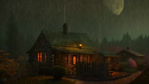 Say Good Bye to Insomnia. Sleep & Relax with Rain and Thunderstorm ⛈️ Sounds in a Cozy Warm Cabin 🛖