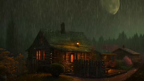 Say Good Bye to Insomnia. Sleep & Relax with Rain and Thunderstorm ⛈️ Sounds in a Cozy Warm Cabin 🛖