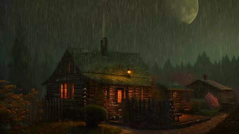 Say Good Bye to Insomnia. Sleep & Relax with Rain and Thunderstorm ⛈️ Sounds in a Cozy Warm Cabin 🛖
