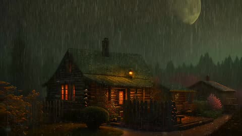 Say Good Bye to Insomnia. Sleep & Relax with Rain and Thunderstorm ⛈️ Sounds in a Cozy Warm Cabin 🛖