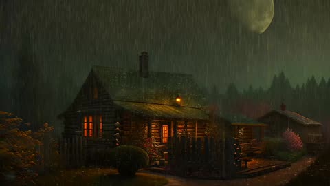 Say Good Bye to Insomnia. Sleep & Relax with Rain and Thunderstorm ⛈️ Sounds in a Cozy Warm Cabin 🛖