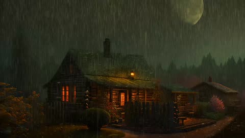 Say Good Bye to Insomnia. Sleep & Relax with Rain and Thunderstorm ⛈️ Sounds in a Cozy Warm Cabin 🛖