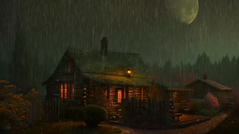 Say Good Bye to Insomnia. Sleep & Relax with Rain and Thunderstorm ⛈️ Sounds in a Cozy Warm Cabin 🛖