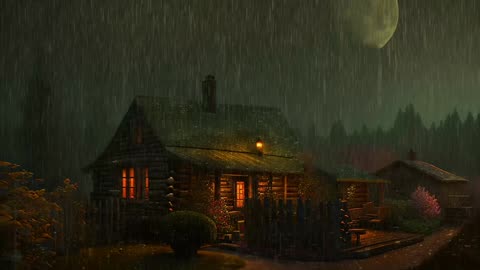 Say Good Bye to Insomnia. Sleep & Relax with Rain and Thunderstorm ⛈️ Sounds in a Cozy Warm Cabin 🛖
