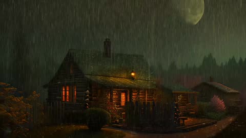 Say Good Bye to Insomnia. Sleep & Relax with Rain and Thunderstorm ⛈️ Sounds in a Cozy Warm Cabin 🛖