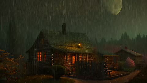 Say Good Bye to Insomnia. Sleep & Relax with Rain and Thunderstorm ⛈️ Sounds in a Cozy Warm Cabin 🛖