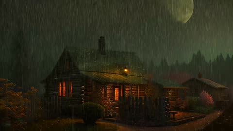 Say Good Bye to Insomnia. Sleep & Relax with Rain and Thunderstorm ⛈️ Sounds in a Cozy Warm Cabin 🛖