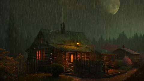 Say Good Bye to Insomnia. Sleep & Relax with Rain and Thunderstorm ⛈️ Sounds in a Cozy Warm Cabin 🛖