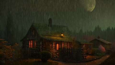 Say Good Bye to Insomnia. Sleep & Relax with Rain and Thunderstorm ⛈️ Sounds in a Cozy Warm Cabin 🛖