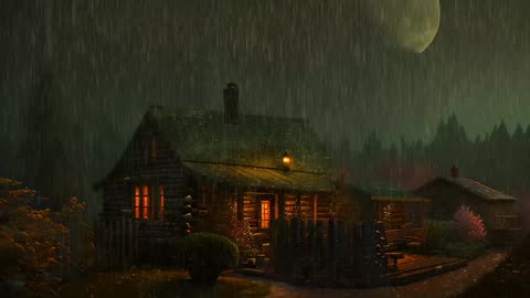 Say Good Bye to Insomnia. Sleep & Relax with Rain and Thunderstorm ⛈️ Sounds in a Cozy Warm Cabin 🛖