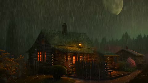 Say Good Bye to Insomnia. Sleep & Relax with Rain and Thunderstorm ⛈️ Sounds in a Cozy Warm Cabin 🛖