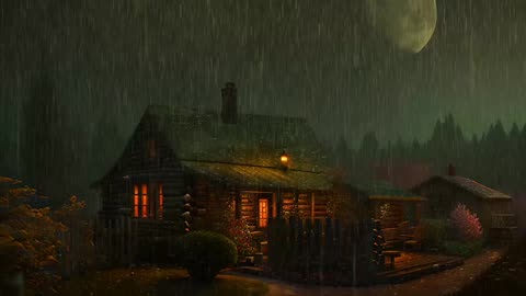 Say Good Bye to Insomnia. Sleep & Relax with Rain and Thunderstorm ⛈️ Sounds in a Cozy Warm Cabin 🛖