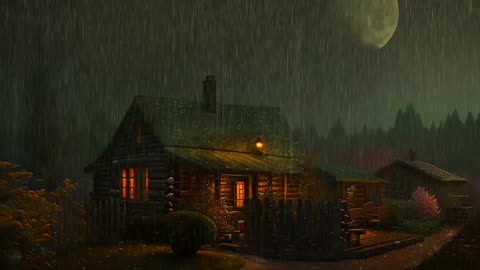 Say Good Bye to Insomnia. Sleep & Relax with Rain and Thunderstorm ⛈️ Sounds in a Cozy Warm Cabin 🛖
