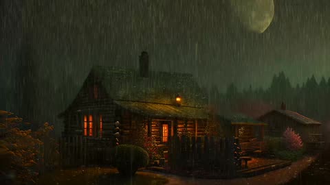 Say Good Bye to Insomnia. Sleep & Relax with Rain and Thunderstorm ⛈️ Sounds in a Cozy Warm Cabin 🛖