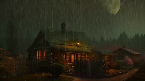 Say Good Bye to Insomnia. Sleep & Relax with Rain and Thunderstorm ⛈️ Sounds in a Cozy Warm Cabin 🛖