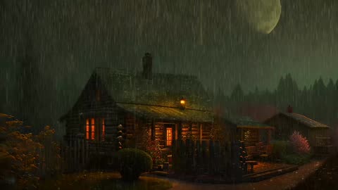 Say Good Bye to Insomnia. Sleep & Relax with Rain and Thunderstorm ⛈️ Sounds in a Cozy Warm Cabin 🛖