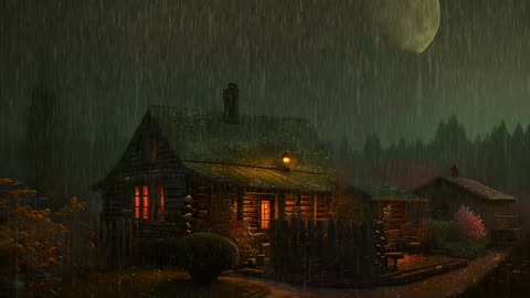Say Good Bye to Insomnia. Sleep & Relax with Rain and Thunderstorm ⛈️ Sounds in a Cozy Warm Cabin 🛖