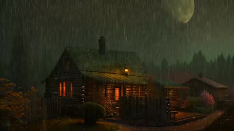 Say Good Bye to Insomnia. Sleep & Relax with Rain and Thunderstorm ⛈️ Sounds in a Cozy Warm Cabin 🛖