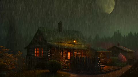 Say Good Bye to Insomnia. Sleep & Relax with Rain and Thunderstorm ⛈️ Sounds in a Cozy Warm Cabin 🛖