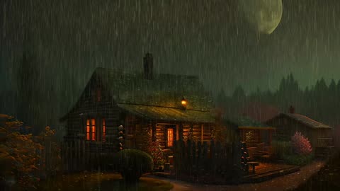 Say Good Bye to Insomnia. Sleep & Relax with Rain and Thunderstorm ⛈️ Sounds in a Cozy Warm Cabin 🛖