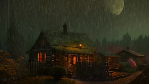 Say Good Bye to Insomnia. Sleep & Relax with Rain and Thunderstorm ⛈️ Sounds in a Cozy Warm Cabin 🛖