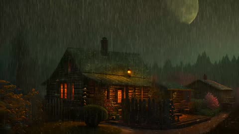 Say Good Bye to Insomnia. Sleep & Relax with Rain and Thunderstorm ⛈️ Sounds in a Cozy Warm Cabin 🛖
