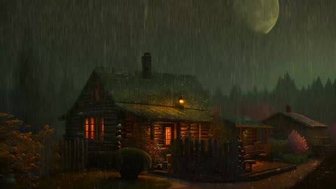 Say Good Bye to Insomnia. Sleep & Relax with Rain and Thunderstorm ⛈️ Sounds in a Cozy Warm Cabin 🛖