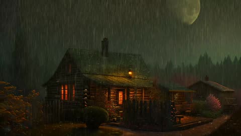 Say Good Bye to Insomnia. Sleep & Relax with Rain and Thunderstorm ⛈️ Sounds in a Cozy Warm Cabin 🛖