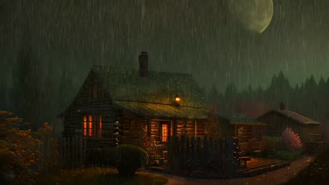 Say Good Bye to Insomnia. Sleep & Relax with Rain and Thunderstorm ⛈️ Sounds in a Cozy Warm Cabin 🛖