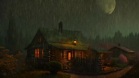 Say Good Bye to Insomnia. Sleep & Relax with Rain and Thunderstorm ⛈️ Sounds in a Cozy Warm Cabin 🛖