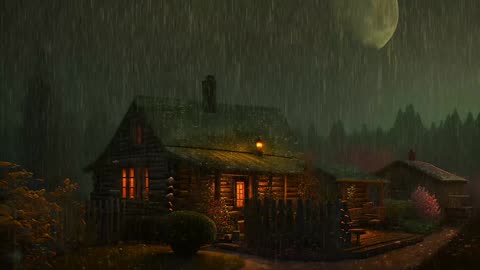 Say Good Bye to Insomnia. Sleep & Relax with Rain and Thunderstorm ⛈️ Sounds in a Cozy Warm Cabin 🛖