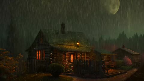 Say Good Bye to Insomnia. Sleep & Relax with Rain and Thunderstorm ⛈️ Sounds in a Cozy Warm Cabin 🛖