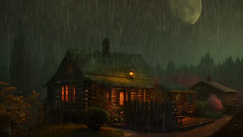 Say Good Bye to Insomnia. Sleep & Relax with Rain and Thunderstorm ⛈️ Sounds in a Cozy Warm Cabin 🛖