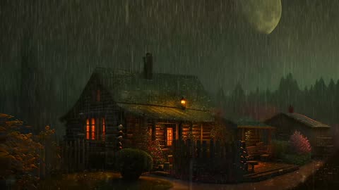 Say Good Bye to Insomnia. Sleep & Relax with Rain and Thunderstorm ⛈️ Sounds in a Cozy Warm Cabin 🛖