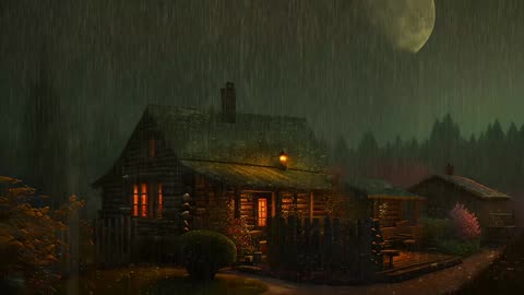 Say Good Bye to Insomnia. Sleep & Relax with Rain and Thunderstorm ⛈️ Sounds in a Cozy Warm Cabin 🛖