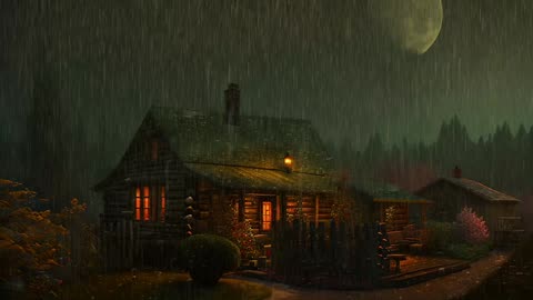 Say Good Bye to Insomnia. Sleep & Relax with Rain and Thunderstorm ⛈️ Sounds in a Cozy Warm Cabin 🛖