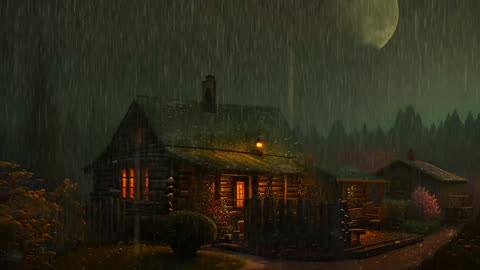 Say Good Bye to Insomnia. Sleep & Relax with Rain and Thunderstorm ⛈️ Sounds in a Cozy Warm Cabin 🛖