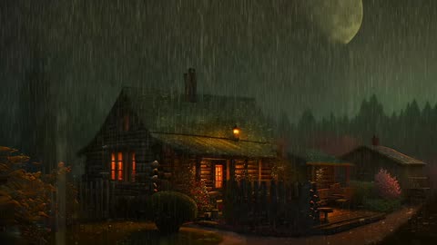 Say Good Bye to Insomnia. Sleep & Relax with Rain and Thunderstorm ⛈️ Sounds in a Cozy Warm Cabin 🛖