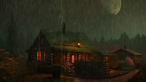 Say Good Bye to Insomnia. Sleep & Relax with Rain and Thunderstorm ⛈️ Sounds in a Cozy Warm Cabin 🛖