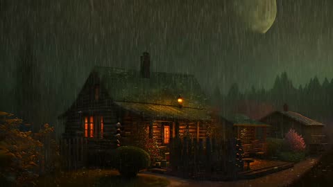 Say Good Bye to Insomnia. Sleep & Relax with Rain and Thunderstorm ⛈️ Sounds in a Cozy Warm Cabin 🛖