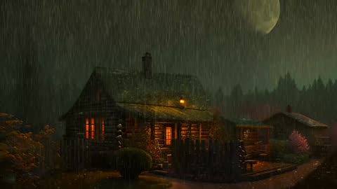 Say Good Bye to Insomnia. Sleep & Relax with Rain and Thunderstorm ⛈️ Sounds in a Cozy Warm Cabin 🛖