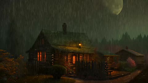 Say Good Bye to Insomnia. Sleep & Relax with Rain and Thunderstorm ⛈️ Sounds in a Cozy Warm Cabin 🛖