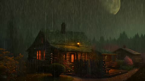 Say Good Bye to Insomnia. Sleep & Relax with Rain and Thunderstorm ⛈️ Sounds in a Cozy Warm Cabin 🛖