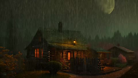Say Good Bye to Insomnia. Sleep & Relax with Rain and Thunderstorm ⛈️ Sounds in a Cozy Warm Cabin 🛖
