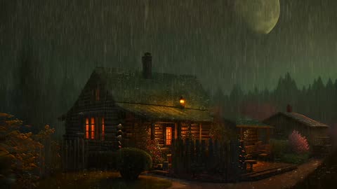 Say Good Bye to Insomnia. Sleep & Relax with Rain and Thunderstorm ⛈️ Sounds in a Cozy Warm Cabin 🛖