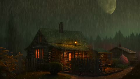 Say Good Bye to Insomnia. Sleep & Relax with Rain and Thunderstorm ⛈️ Sounds in a Cozy Warm Cabin 🛖