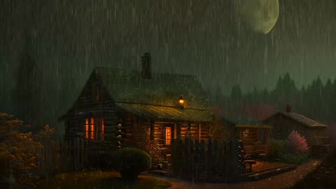 Say Good Bye to Insomnia. Sleep & Relax with Rain and Thunderstorm ⛈️ Sounds in a Cozy Warm Cabin 🛖