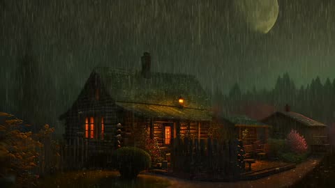 Say Good Bye to Insomnia. Sleep & Relax with Rain and Thunderstorm ⛈️ Sounds in a Cozy Warm Cabin 🛖