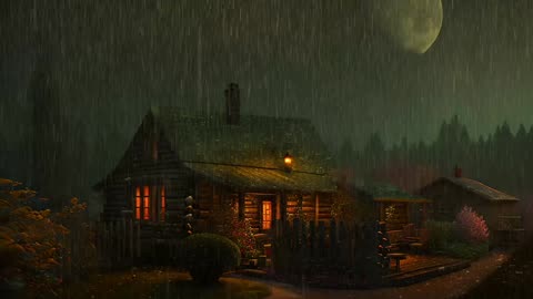 Say Good Bye to Insomnia. Sleep & Relax with Rain and Thunderstorm ⛈️ Sounds in a Cozy Warm Cabin 🛖