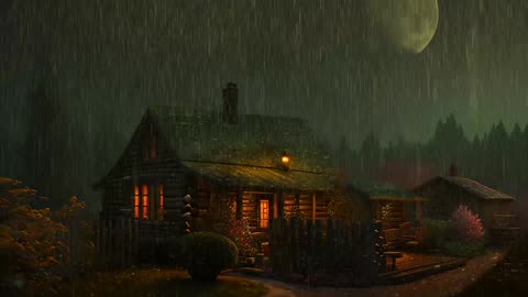 Say Good Bye to Insomnia. Sleep & Relax with Rain and Thunderstorm ⛈️ Sounds in a Cozy Warm Cabin 🛖